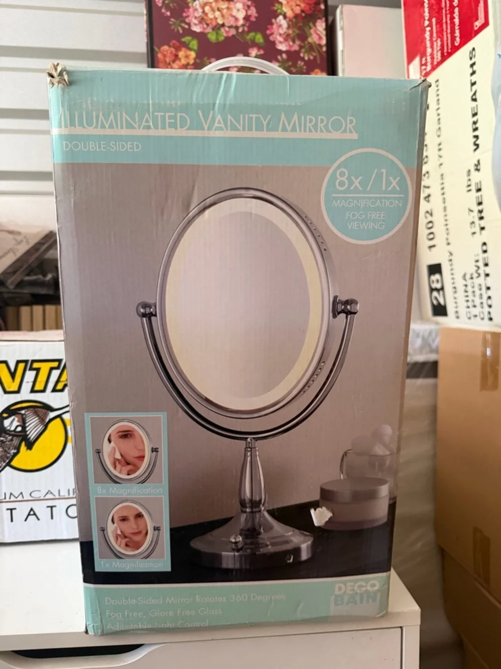 Illuminated Double-Sided Vanity Mirror - Silver